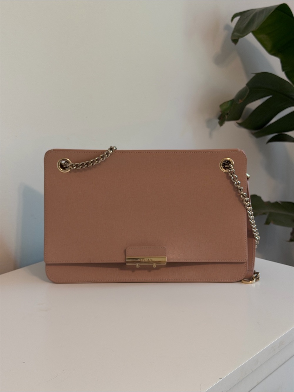 FURLA Chain-Handle Shoulder Bag in Dusty Rose